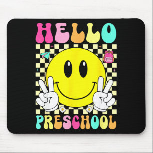 Hello preschool retro smile face back to school mouse pad