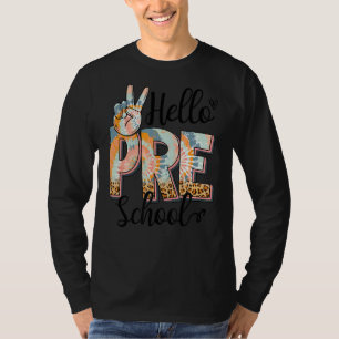 Hello Preschool Teacher Boho Leopard First Day Of T-Shirt