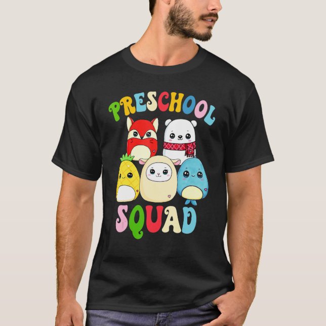 Hello Preschool Teachers Student Kinder Squad Back T-Shirt (Front)