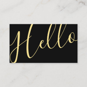 Hello   Professional Elegant Modern Black and Gold Business Card