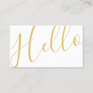 Hello   Professional Elegant Modern White and Gold Business Card