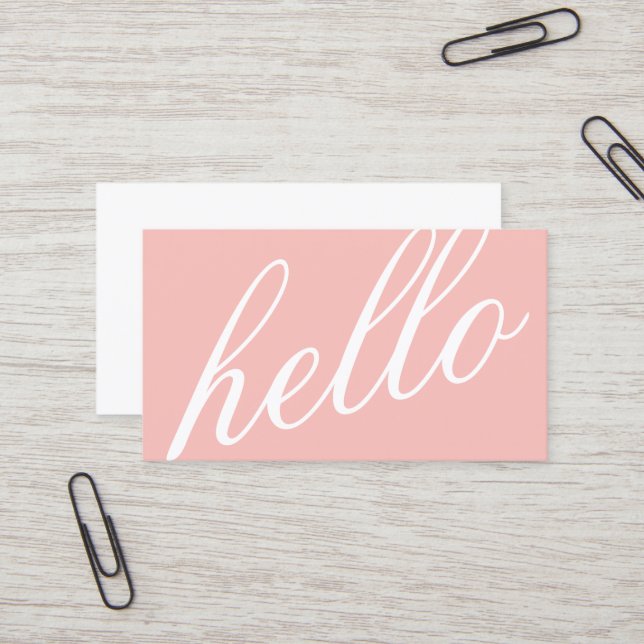 Hello | Professional Modern Blush Pink&White Business Card (Front/Back In Situ)