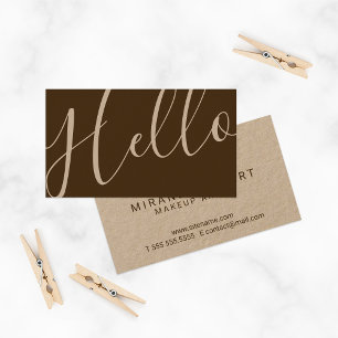 Hello   Professional Modern Script Kraft Paper Business Card