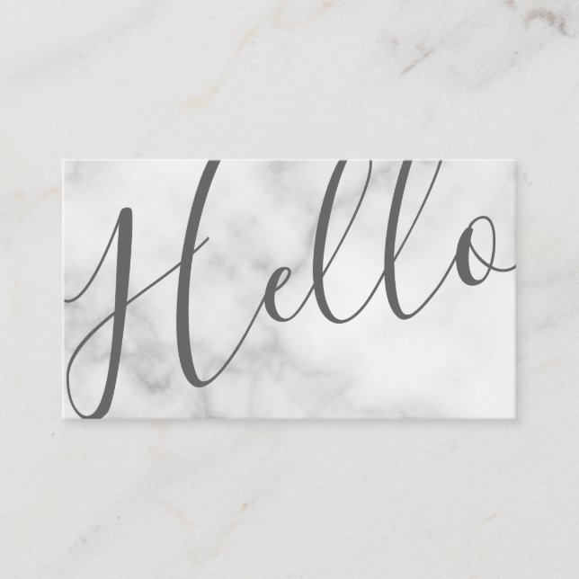 Hello | Professional Modern White Marble Business Card (Front)