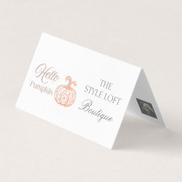 Hello Pumpkin Autumn Branding for Boutique Shop Business Card