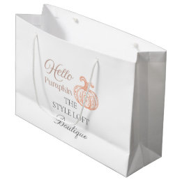Hello Pumpkin Autumn Branding for Boutique Shop Large Gift Bag