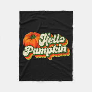 Hello Pumpkin Autumn Fall Matching Family Retro Th Fleece Blanket