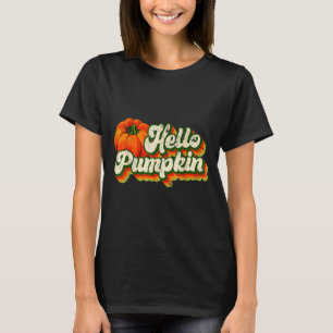 Hello Pumpkin Autumn Fall Matching Family Retro Th T-Shirt