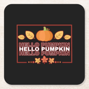 Hello Pumpkin Autumn Party Square Paper Coaster