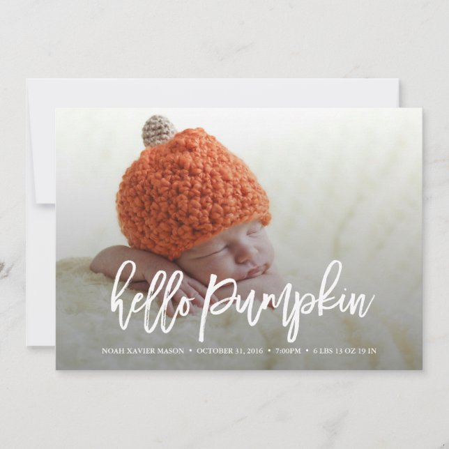 Hello Pumpkin Birth Announcement (Front)