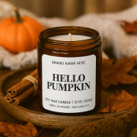 Hello Pumpkin Candle Label | Minimalist Fall Soy