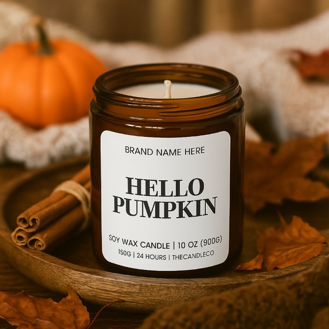Hello Pumpkin Candle Label | Minimalist Fall Soy  (Creator Uploaded)