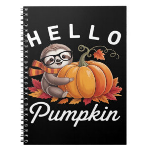Hello Pumpkin - Cute Fall Sloth Autumn Leaves Foli Notebook