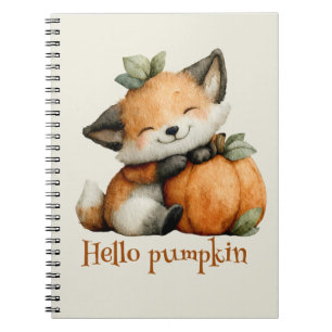 Hello Pumpkin Cute Fox Halloween Design Notebook