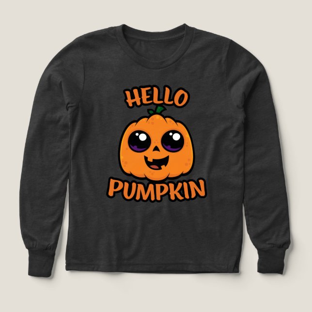Hello Pumpkin Cute Halloween Jack-O-Lantern (Design Front)