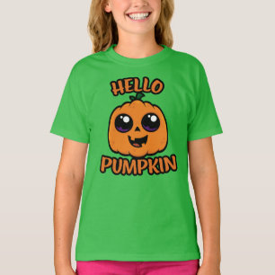 Hello Pumpkin Cute Halloween Jack-O-Lantern T-Shirt