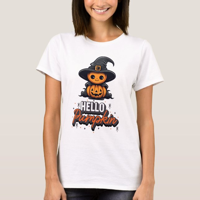 Hello Pumpkin Cute Halloween T-Shirt (Front)