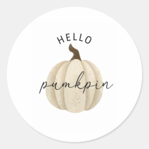 Hello Pumpkin - Fall, autumn Classic Round Sticker