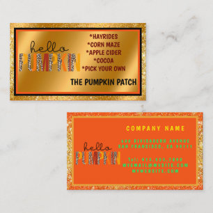 Hello Pumpkin Fall Autumn Customise Text and Colou Business Card