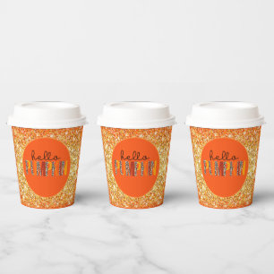 Hello Pumpkin Fall Autumn Customize Color Paper Cups