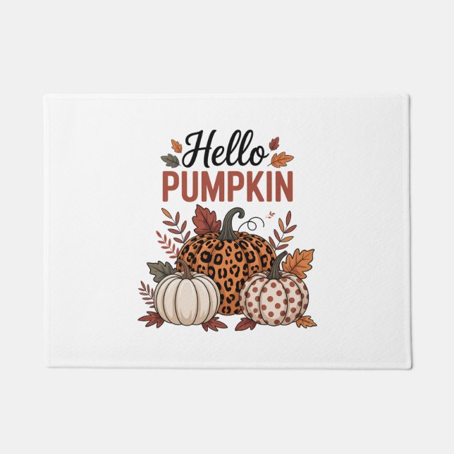 Hello Pumpkin Fall Autumn Doormat (Front)