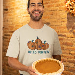 Hello, Pumpkin Fall Autumn Graphic T-Shirt<br><div class="desc">This graphic tee is perfect for fall. It features illustrations of three patchwork style pumpkins with the slogan HELLO,  PUMPKIN below in teal coloured lettering.</div>