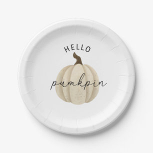 Hello Pumpkin - Fall, autumn  Paper Plate