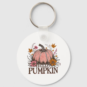 Hello Pumpkin Fall Floral Design 🎃🍂 Key Ring