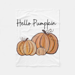 Hello Pumpkin Fall Halloween Graphic Fleece Blanket