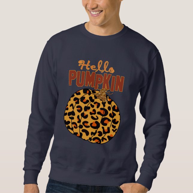 Hello Pumpkin - Fall Leopard Print Sweatshirt (Front)