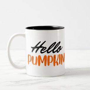 Hello Pumpkin Fall Season Autumn Two-Tone Coffee Mug