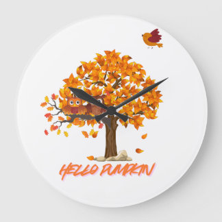 “Hello Pumpkin Fall Throw Pillow – Cosy Autumn Far Large Clock