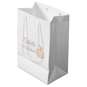 Hello Pumpkin Floral Autumn Cute Halloween Gift    Medium Gift Bag
