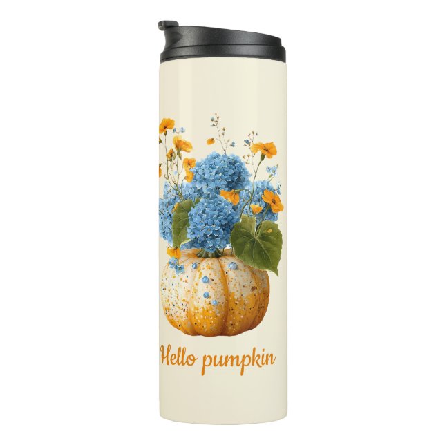 Hello Pumpkin Floral Halloween Arrangement Thermal Tumbler (Rotated Right)