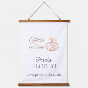 Hello Pumpkin Halloween Florist Business Branding Hanging Tapestry