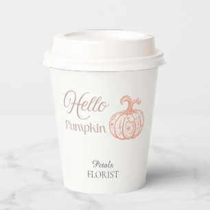Hello Pumpkin Halloween Florist Business Branding Paper Cups