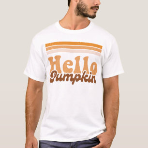 Hello Pumpkin Halloween Groovy Fall Season T-Shirt