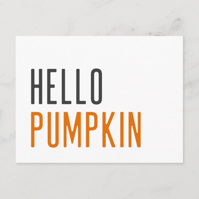 Hello Pumpkin | Minimalist Modern Halloween Trendy Postcard (Front)