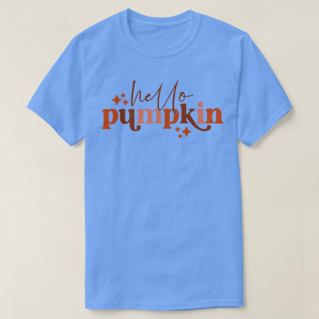Hello Pumpkin Retro Fall Pumpkin Spice Thanksgivin T-Shirt (Design Front)