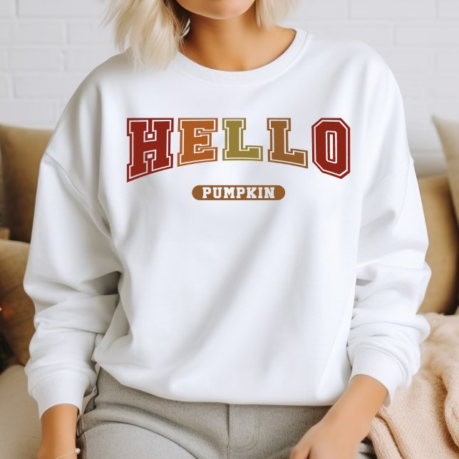 Hello Pumpkin Trendy Autumn Varsity Sweatshirt (Creator Uploaded)