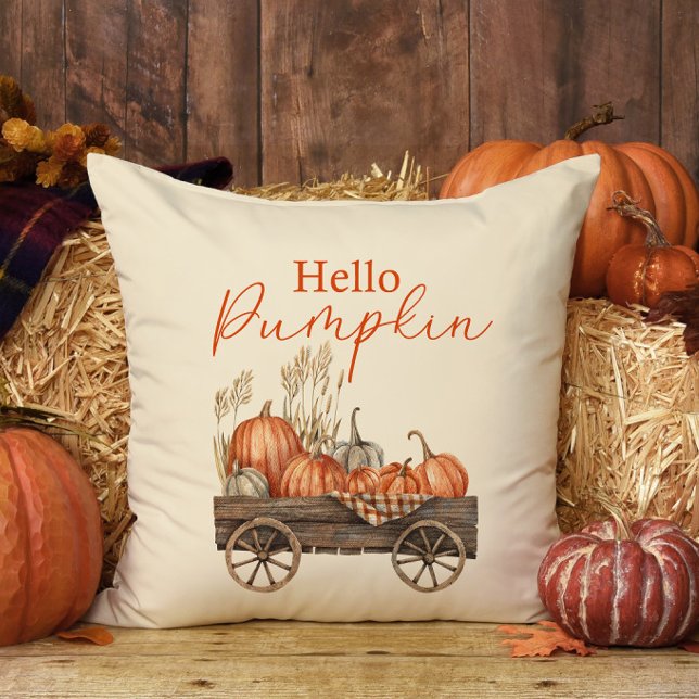 Hello Pumpkin Vintage Pumpkin Carts Cushion (Creator Uploaded)