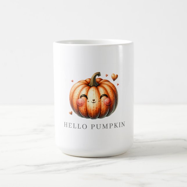 Hello Pumpkin Whimsical Minimalist Custom  Coffee Mug (Center)
