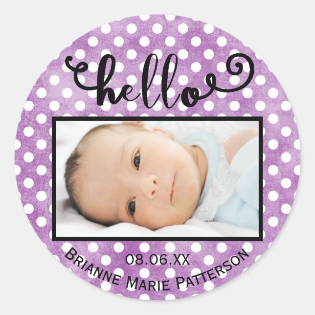 hello purple dots/photo - Circle Sticker (Front)