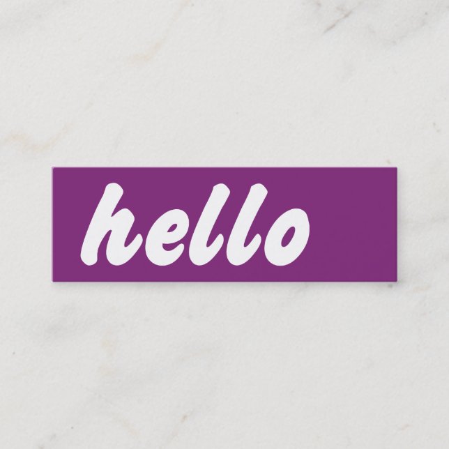 Hello Purple Mini Business Card (Front)