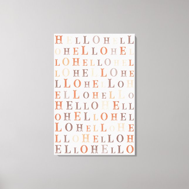 Hello Random Text Earthy Colours Canvas Print (Front)