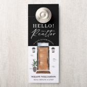 Hello Real Estate Agent Wood Watercolor Front Door Door Hanger (On Knob)