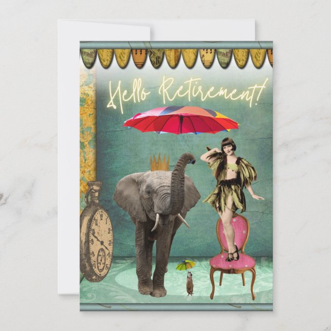 Hello Retirement Fun and Funky Flat Card (Front)