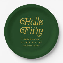 Hello Retro Green and Gold 50th Birthday Party