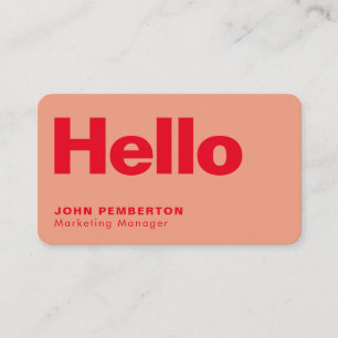 Hello Retro Modern Red and Pink Stylish Trendy Business Card