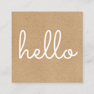Hello Rustic Kraft Simple Modern Square Business Card